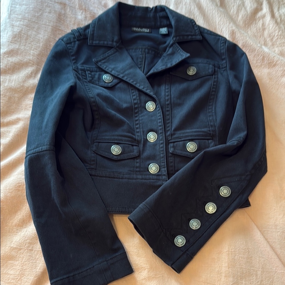Ideology Black Cropped Jean Jacket with Tailored Fit